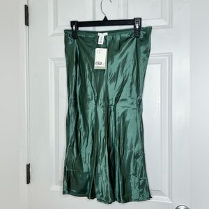 H&M Green Satin Skirt